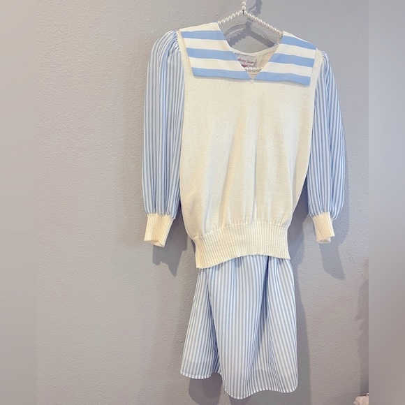 𝅺VINTAGE preppy Anthony Sicari SET Skirt + Sweater Size XS/S 70s 60s 80s sailor - Picture 1 of 16